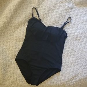 Laundry black ruffle bathing suit